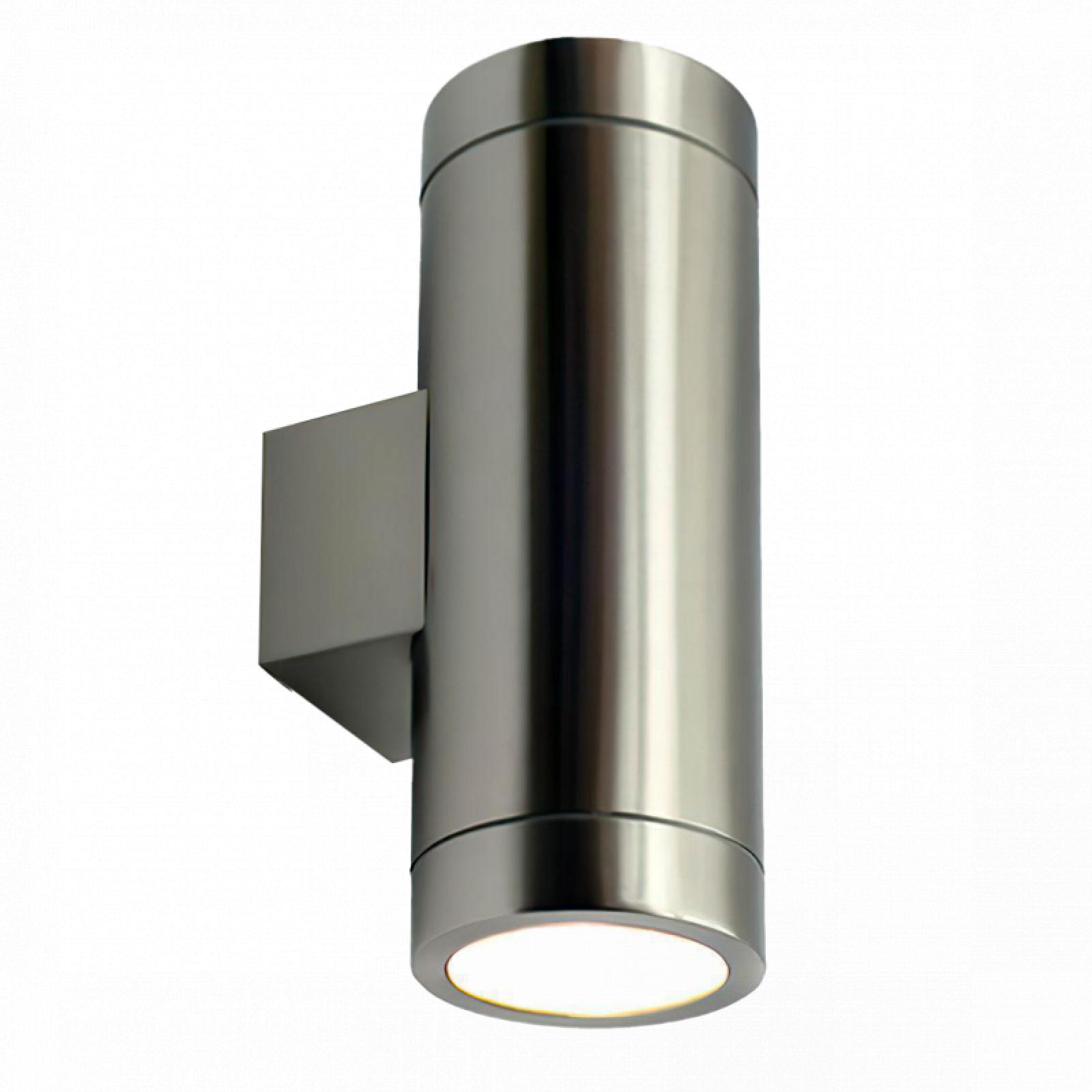  LED Wandleuchte Edelstahl gebürstet Rund Edelstahl Glas 2-flammig Schrauben & Dübeln IP44 1,2W LED Lichtfarbe warmweiß GU10 230V
